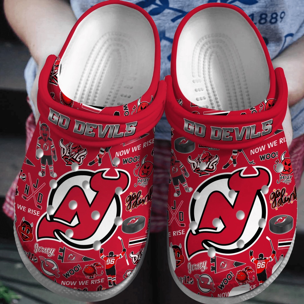 NHL New Jersey Devils Crocs Crocband Hockey Clogs Shoes Comfortable