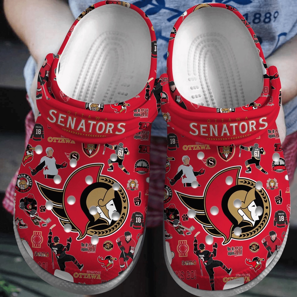 NHL Ottawa Senators Crocs Crocband Hockey Clogs Shoes Comfortable