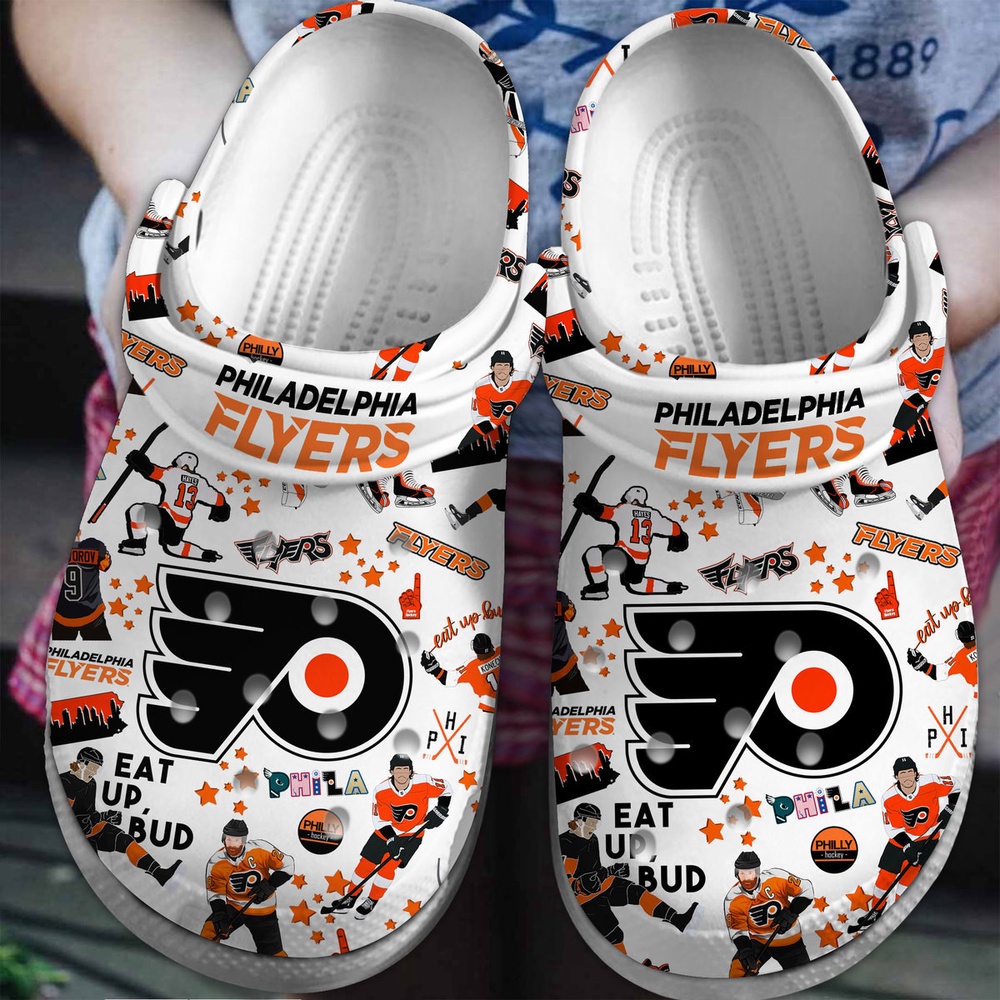 NHL Philadelphia Flyers Crocs Crocband Hockey Clogs Shoes Comfortable