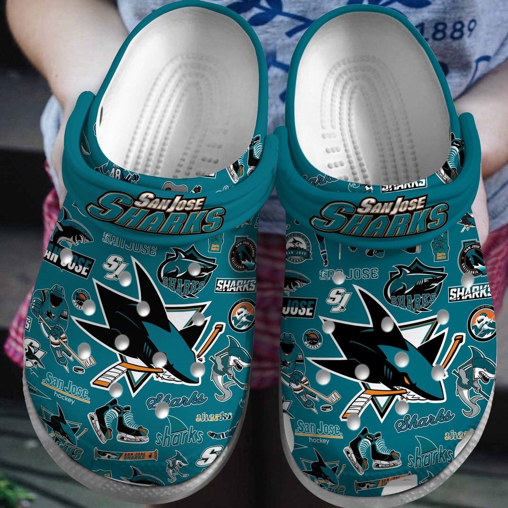 NHL San Jose Sharks Crocs Crocband Hockey Clogs Shoes Comfortable