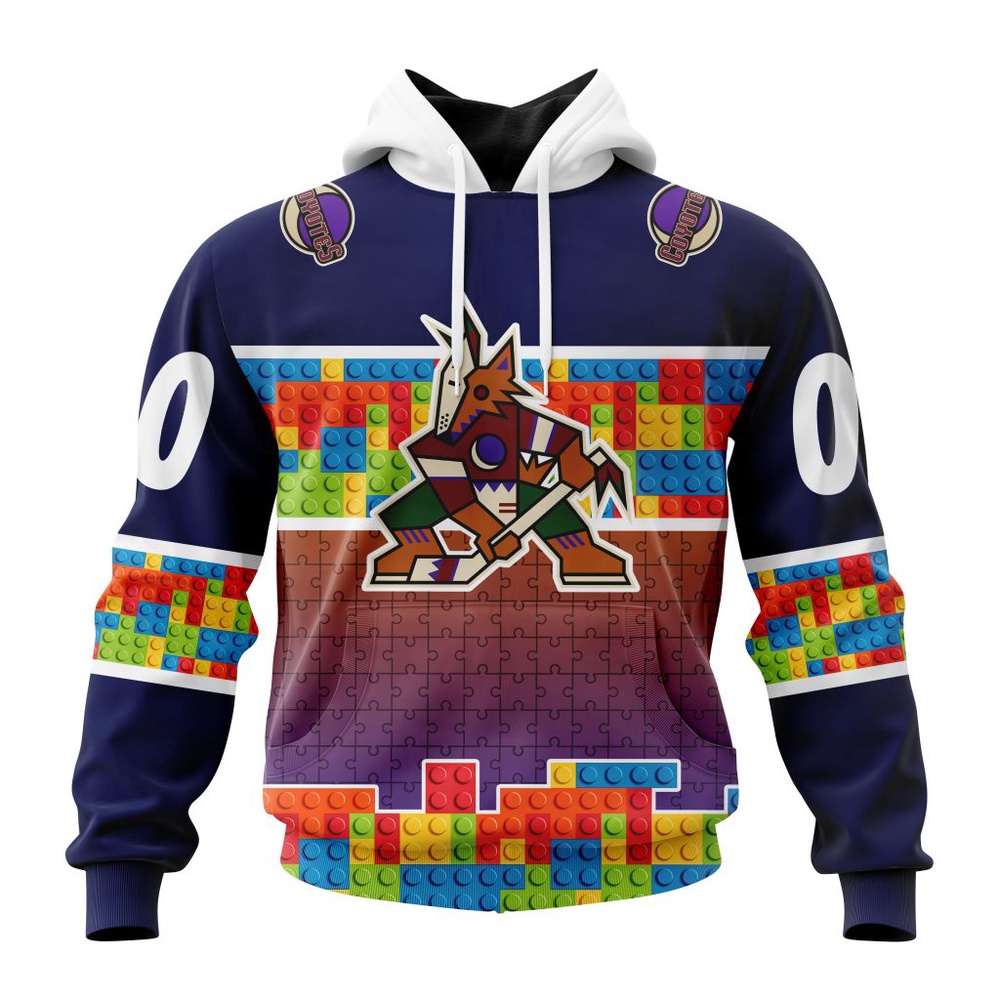 Personalized NHL Arizona Coyotes Autism Awareness Design 3D Hoodie