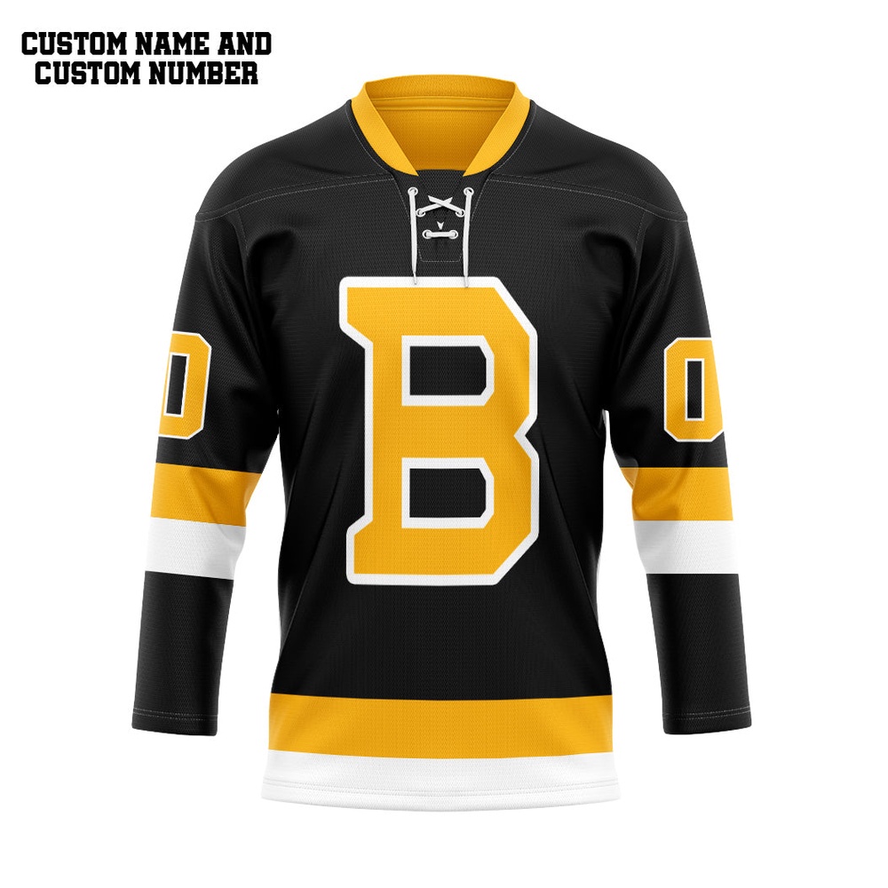 Personalized NHL Black Boston Bruins Hockey Jersey