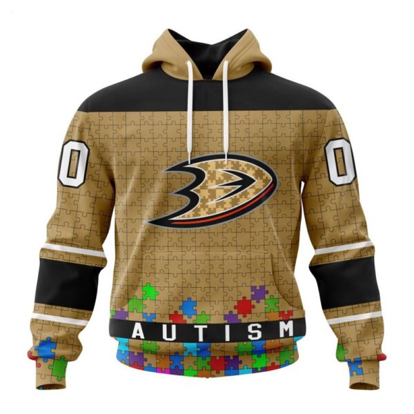 Anaheim Ducks Hoodie Specialized Unisex Kits Hockey Fights Against Autism Hoodie