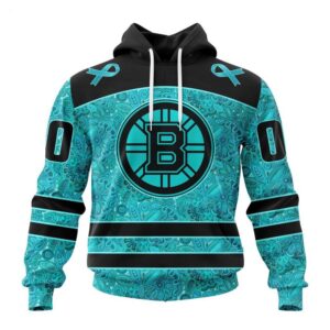 Boston Bruins Hoodie Special Design Fight Ovarian Cancer Hoodie 1