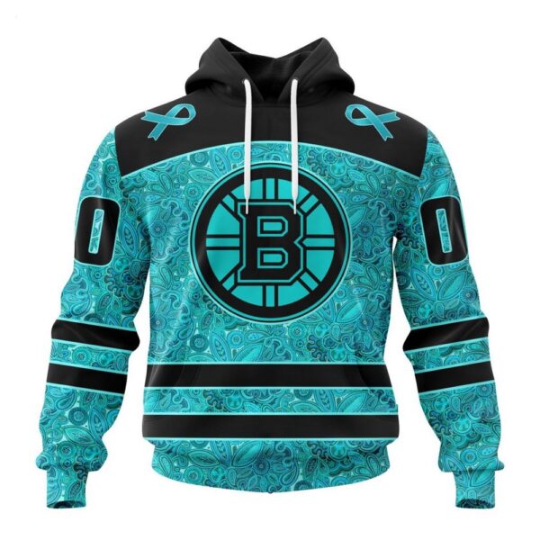 Boston Bruins Hoodie Special Design Fight Ovarian Cancer Hoodie