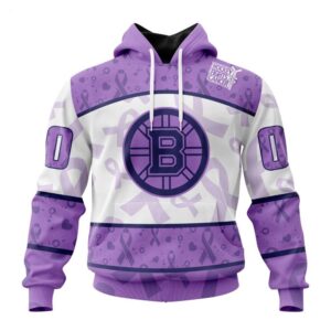 Boston Bruins Hoodie Special Lavender Fight Cancer Hoodie 1 1