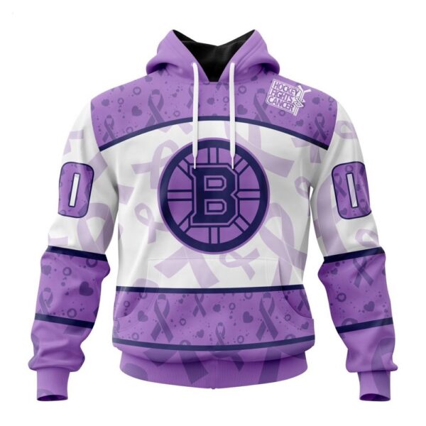 Boston Bruins Hoodie Special Lavender – Fight Cancer Hoodie