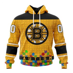 Boston Bruins Hoodie Specialized Unisex Kits Hockey Fights Against Autism Hoodie 1