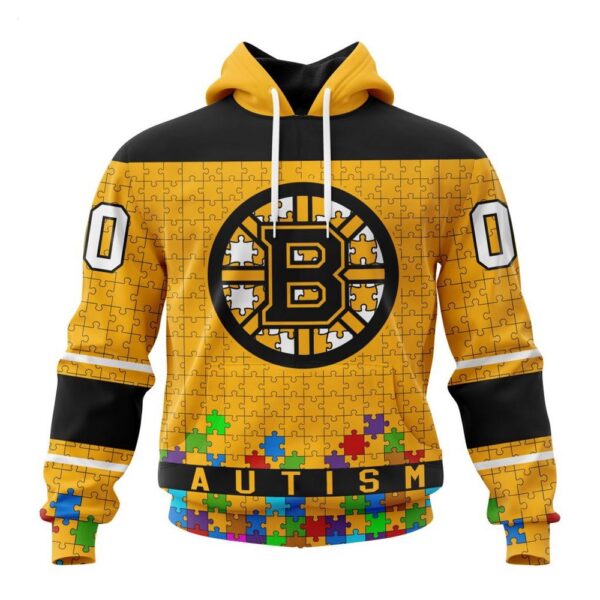 Boston Bruins Hoodie Specialized Unisex Kits Hockey Fights Against Autism Hoodie