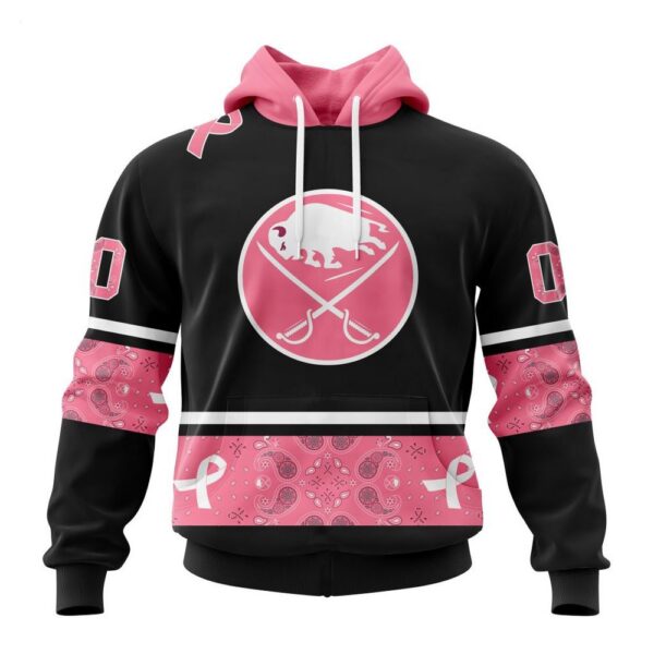 Buffalo Sabres Hoodie Specialized Design In Classic Style With Paisley! WE WEAR PINK BREAST CANCER Hoodie