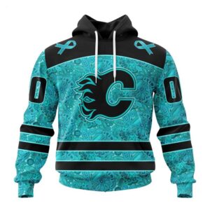 Calgary Flames Hoodie Special Design Fight Ovarian Cancer Hoodie 1