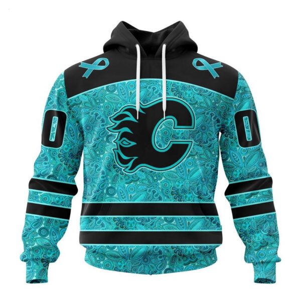 Calgary Flames Hoodie Special Design Fight Ovarian Cancer Hoodie