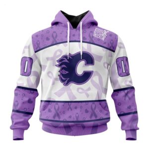 Calgary Flames Hoodie Special Lavender Fight Cancer Hoodie 1 1