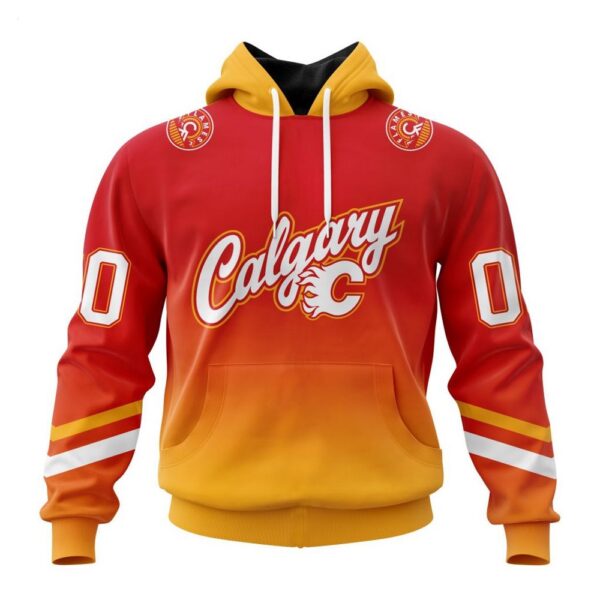 Calgary Flames Hoodie Special Retro Gradient Design Hoodie