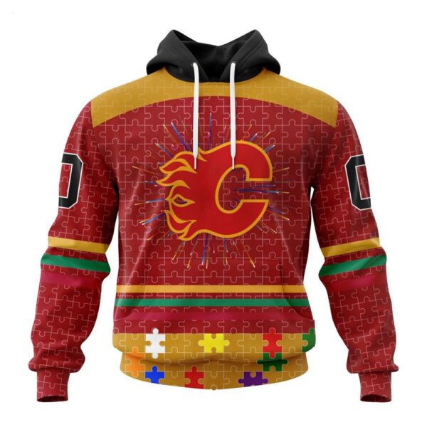 Calgary Flames Hoodie Specialized Design With Fearless Aganst Autism Concept Hoodie