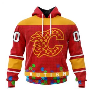 Calgary Flames Hoodie Specialized Unisex Kits Hockey Fights Against Autism Hoodie 1