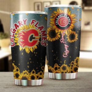 Calgary Flames Sunflower DesignTumbler Drink Container For Fans 1