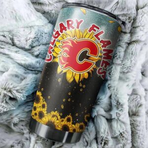 Calgary Flames Sunflower DesignTumbler Drink Container For Fans 2