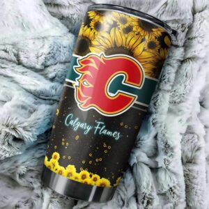 Calgary Flames Tumbler Beautiful Sunflower…