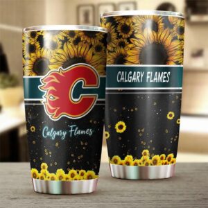 Calgary Flames Tumbler Beautiful Sunflower That Will Make Your Day 2