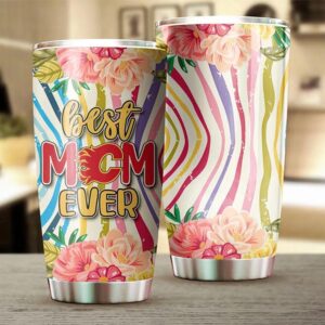 Calgary Flames Tumbler Best Mom Ever Flower Design 2