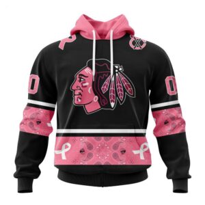 Chicago BlackHawks Hoodie Specialized Design In Classic Style With Paisley! WE WEAR PINK BREAST CANCER Hoodie 1