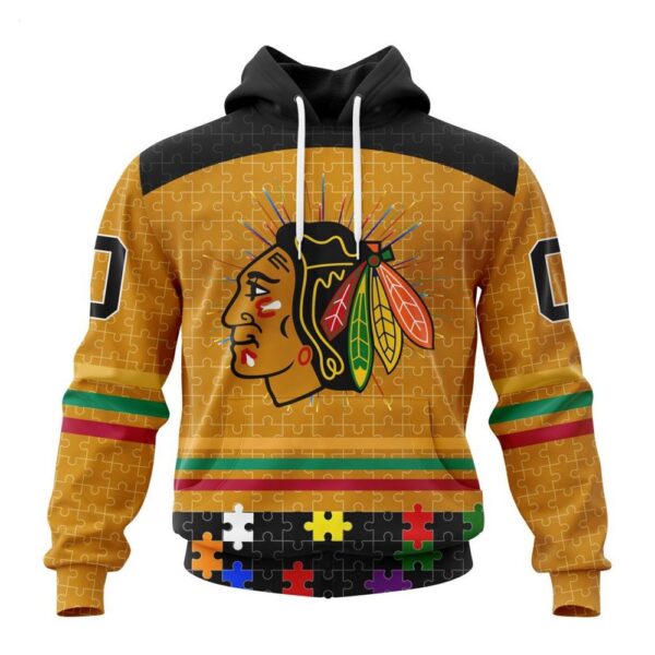 Chicago BlackHawks Hoodie Specialized Design With Fearless Aganst Autism Concept Hoodie