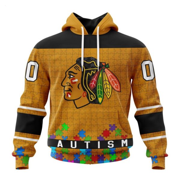 Chicago BlackHawks Hoodie Specialized Unisex Kits Hockey Fights Against Autism Hoodie