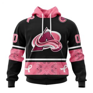 Colorado Avalanche Hoodie Specialized Design In Classic Style With Paisley! WE WEAR PINK BREAST CANCER Hoodie 1