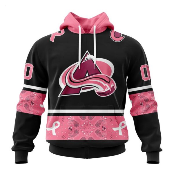 Colorado Avalanche Hoodie Specialized Design In Classic Style With Paisley! WE WEAR PINK BREAST CANCER Hoodie