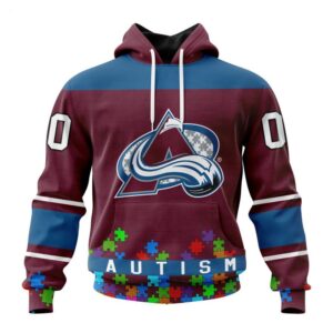 Colorado Avalanche Hoodie Specialized Unisex Kits Hockey Fights Against Autism Hoodie 1