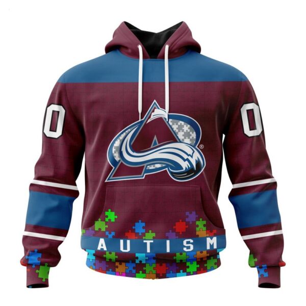 Colorado Avalanche Hoodie Specialized Unisex Kits Hockey Fights Against Autism Hoodie