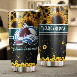 Colorado Avalanche Tumbler Beautiful Sunflower Design Tumbler For Fans 2