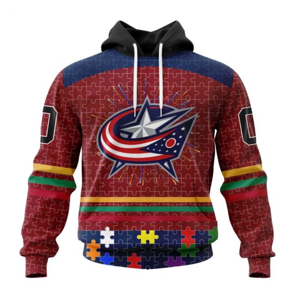 Columbus Blue Jackets Hoodie Specialized Design With Fearless Aganst Autism Concept Hoodie