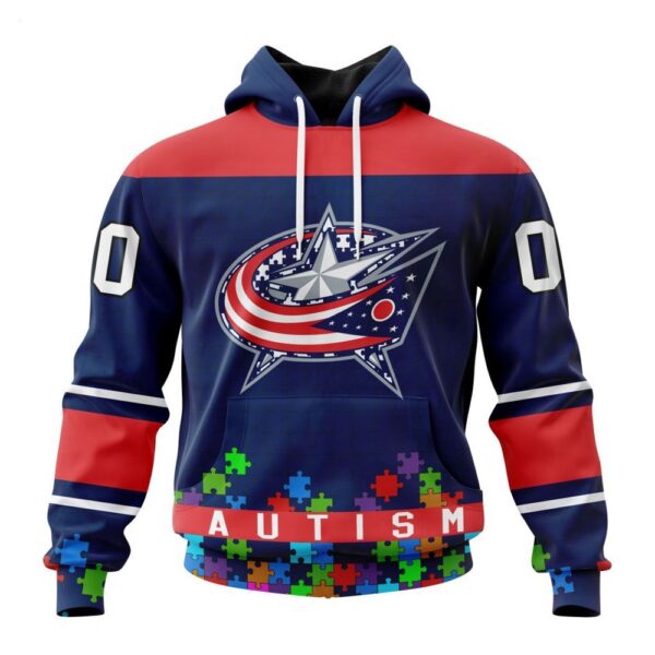 Columbus Blue Jackets Hoodie Specialized Unisex Kits Hockey Fights Against Autism Hoodie