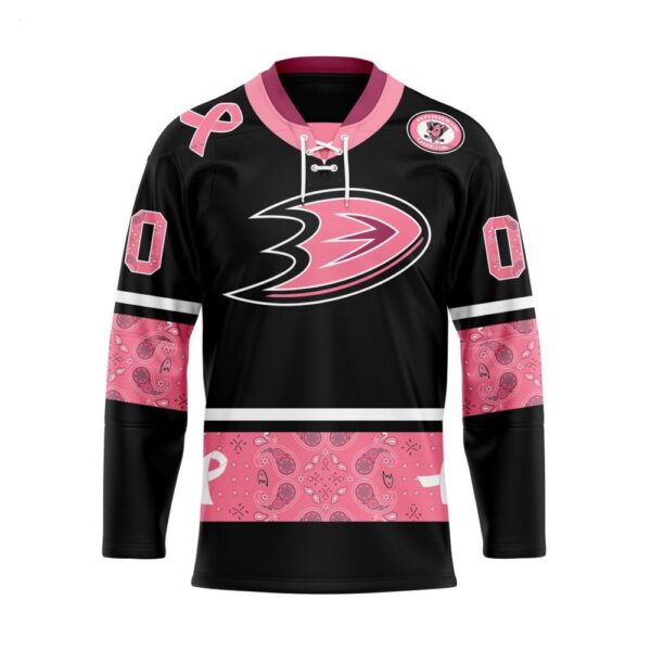 Customize NHL Anaheim Ducks Specialized Hockey Jersey In Classic Style With Paisley Pink Breast Cancer