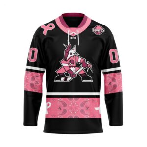 Customize NHL Arizona Coyotes Specialized Hockey Jersey In Classic Style With Paisley Pink Breast Cancer 1