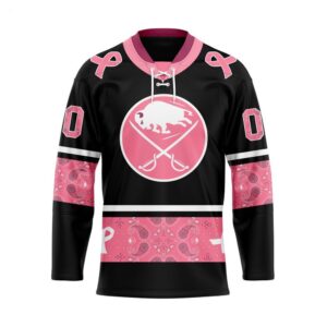 Customize NHL Buffalo Sabres Specialized Hockey Jersey In Classic Style With Paisley Pink Breast Cancer 1