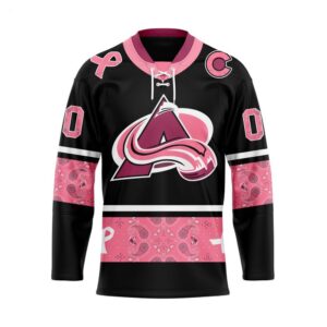 Customize NHL Colorado Avalanche Specialized Hockey Jersey In Classic Style With Paisley Pink Breast Cancer 1