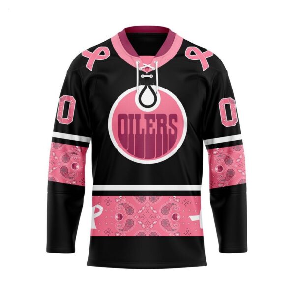 Customize NHL Edmonton Oilers Specialized Hockey Jersey In Classic Style With Paisley Pink Breast Cancer