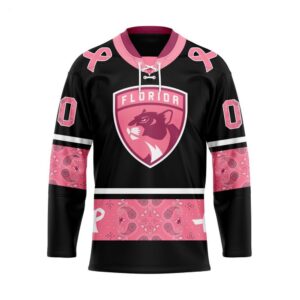 Customize NHL Florida Panthers Specialized Hockey Jersey In Classic Style With Paisley Pink Breast Cancer 1