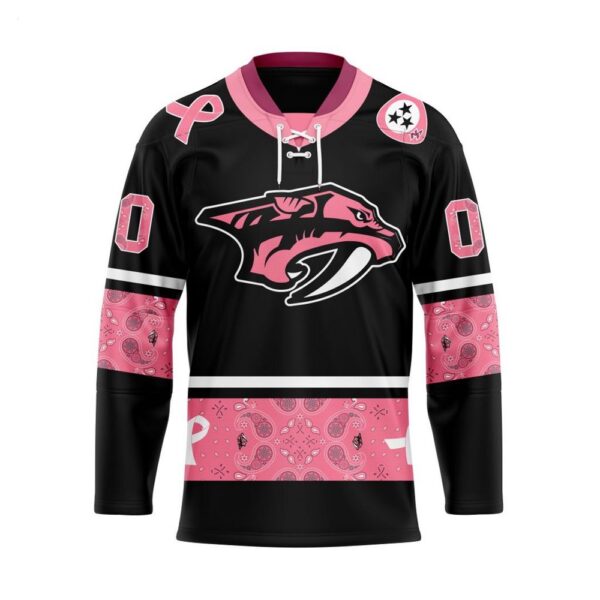 Customize NHL Nashville Predators Specialized Hockey Jersey In Classic Style With Paisley Pink Breast Cancer