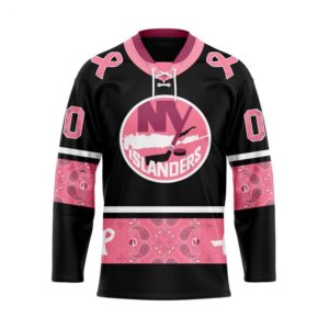 Customize NHL New York Islanders Specialized Hockey Jersey In Classic Style With Paisley Pink Breast Cancer 1