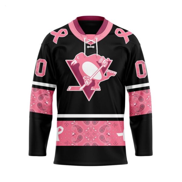 Customize NHL Pittsburgh Penguins Specialized Hockey Jersey In Classic Style With Paisley Pink Breast Cancer