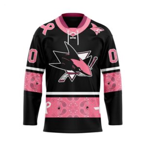 Customize NHL San Jose Sharks Specialized Hockey Jersey In Classic Style With Paisley Pink Breast Cancer 1