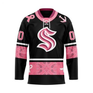 Customize NHL Seattle Kraken Specialized Hockey Jersey In Classic Style With Paisley Pink Breast Cancer 1