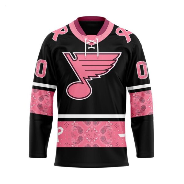 Customize NHL St. Louis Blues Specialized Hockey Jersey In Classic Style With Paisley Pink Breast Cancer