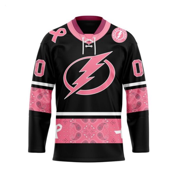 Customize NHL Tampa Bay Lightning Specialized Hockey Jersey In Classic Style With Paisley Pink Breast Cancer