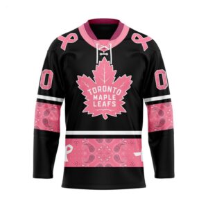 Customize NHL Toronto Maple Leafs Specialized Hockey Jersey In Classic Style With Paisley Pink Breast Cancer 1
