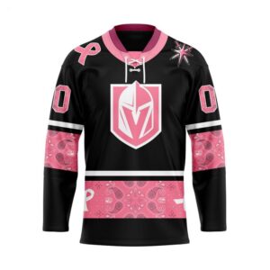 Customize NHL Vegas Golden Knights Specialized Hockey Jersey In Classic Style With Paisley Pink Breast Cancer 1